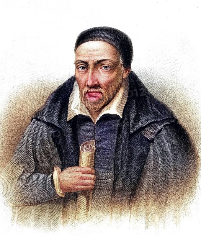 George Buchanan (1506-1582) Scottish humanist, historian and scholar, tutor to Mary Queen of Scots (1562) and to her son James VI in 1567, Keeper of the Privy Seal of Scotland (1571-1583), engraving from A Biographical Dictionary of Eminent Scotsmen by Thomas Thomson (1870), Historical, digitally restored reproduction from a 19th century original, Record date not stated