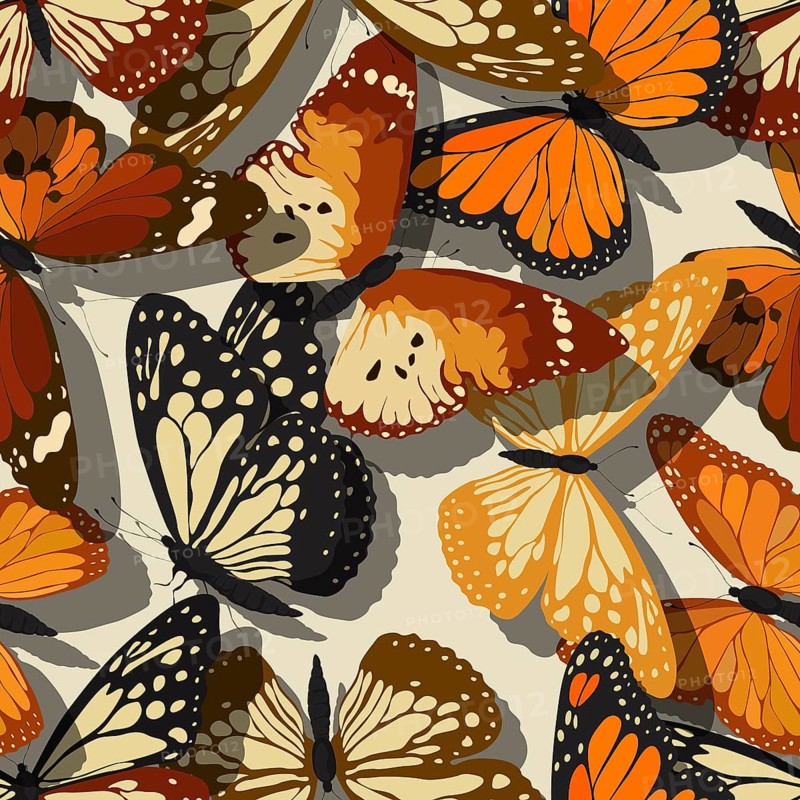 Seamless pattern with beautiful butterflies. Scalable vector tile design, retro style background for print, background, web