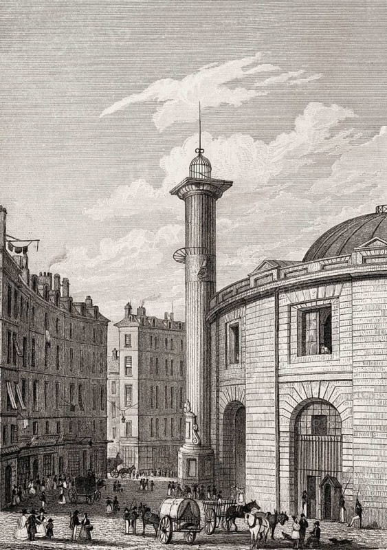 The Halle aux blés, Paris, antique steel engraved print, 1831