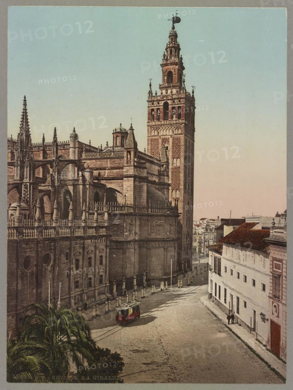 La Giralda, Seville, Andalusia, Spain, c. 1890, Historic, digitally restored reproduction from a 19th century original