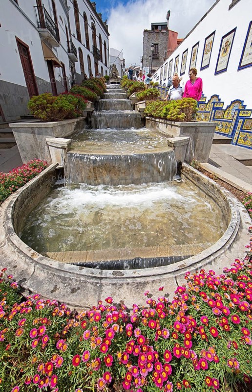 Water stairs at Paseo de Gran Canaria, Firgas, Las Palmas Province, Gran Canaria, Canary Islands, Spain