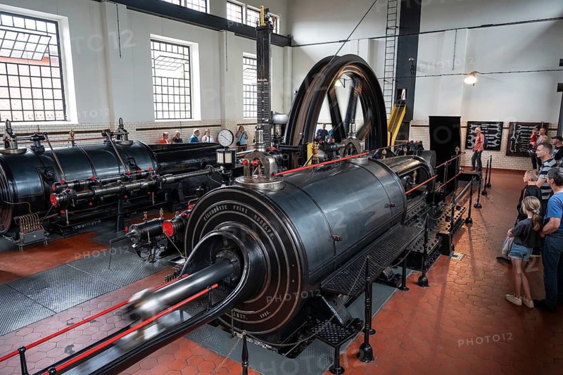 ZABRZE, POLAND - JUNE 7, 2025: Queen Luiza Adit, Coal Mining Museum in Zabrze, pic. steam engine during work