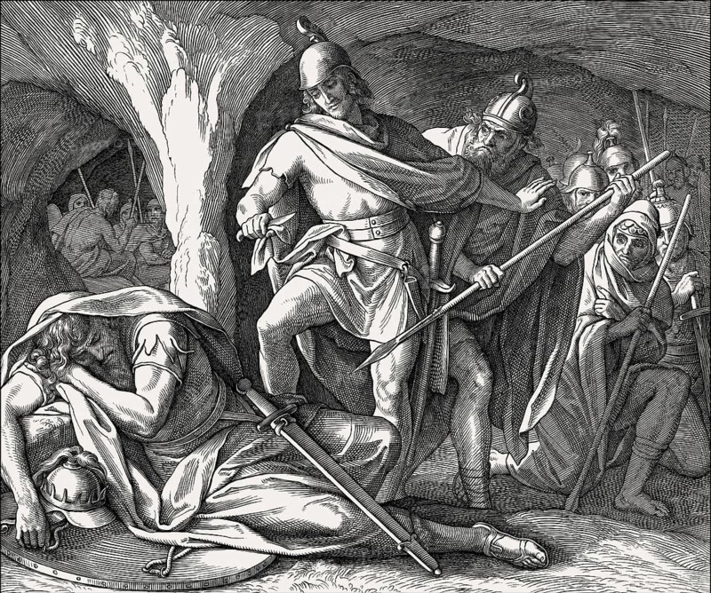 David Spares Saul's Life, Old Testament, by Julius Schnorr von Carolsfeld