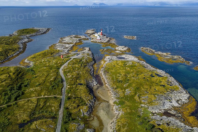 Aerial view of lighthouse Tranoy Fyr, Tranøy, Norway