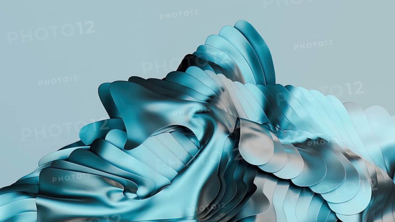 Abstract digital artwork featuring undulating metallic blue waves and smooth curves, creating a sense of depth and fluidity. Ideal for modern design and creative projects