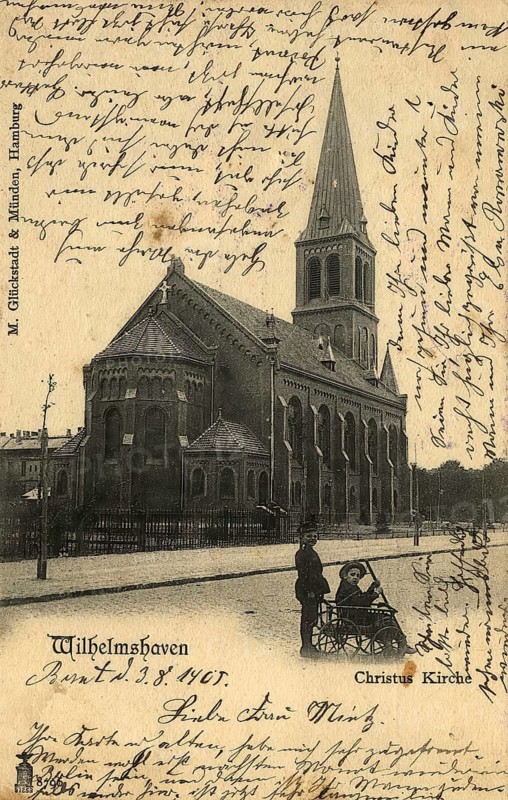 Historical postcard, picture postcard, Christuskirche in Wilhelmshaven, Lower Saxony, Germany, digitally enhanced reproduction of an original from around 1900, picture postcard