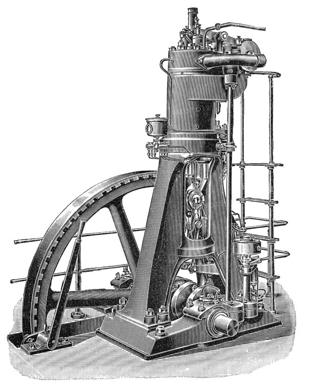 Historical illustration, 1880, Diesel engine, Dieselmotor um 1880