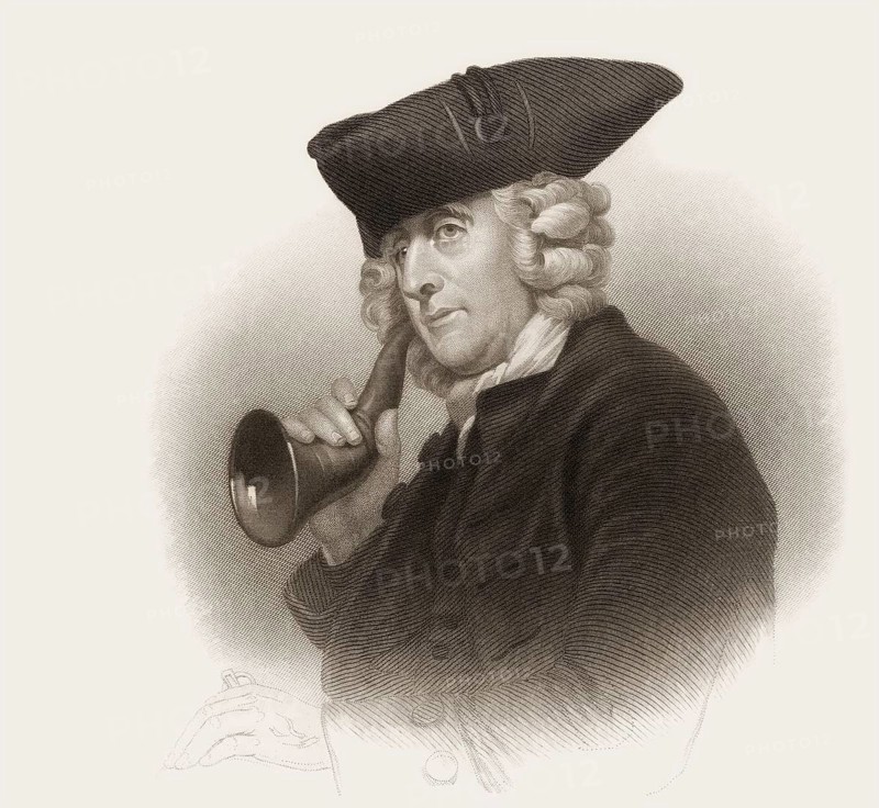 Portrait of James Hutton with an ear trumpet, 1726 – 1797, Scottish geologist, agriculturalist, chemical manufacturer, naturalist and physician, the Father of Modern Geology, digitally edited