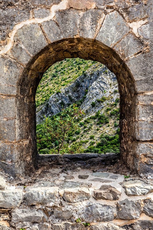 Citadel with the best view over the ruined town of Stari Bar, originally from the 11th century, is one of the most culturally and historically valuable sites in Montenegro, Stari Bar, Montenegro