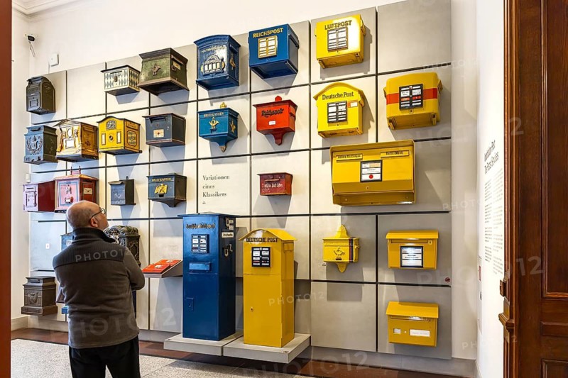 Museum of Communication in the building of the former Reich Post Ministry on Leipziger Straße, at the corner of Mauerstraße. Variations of a classic. Historic mailboxes. Berlin, Germany