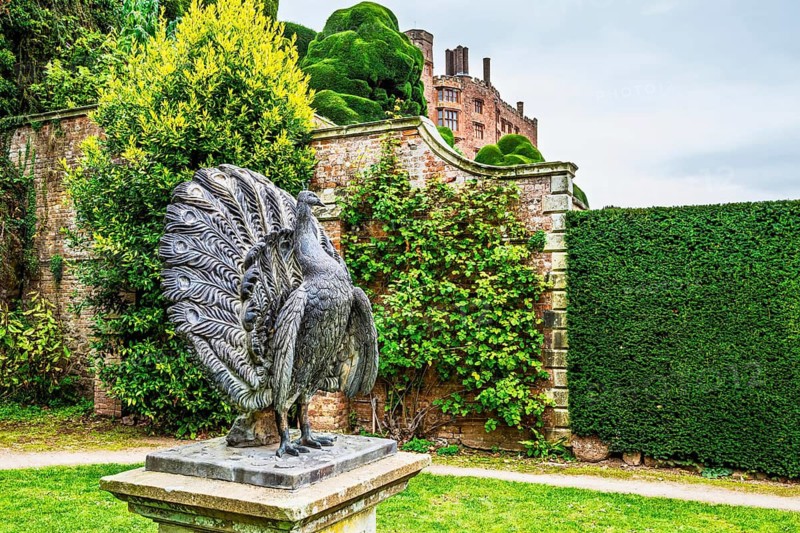 Autumn colors over Powis Castle and Garden, Welshpool, Powys, Wales, UK
