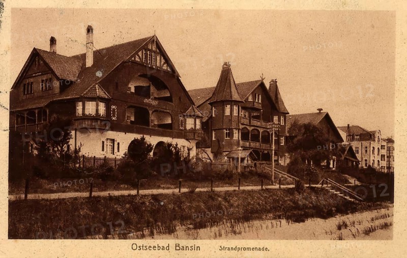 Historical postcard around 1900, Baltic resort Bansin, district of the municipality of Baltic resort Heringsdorf on the island of Usedom in the district of Vorpommern-Greifswald in Mecklenburg-Western Pomerania, Germany, digital reproduction of a historical postcard, public domain, from that time, exact date unknown