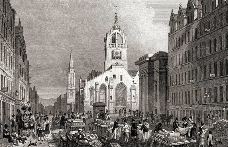 St Giles' Church, County Hall and Lawn Market, High Street, Edinburgh, Scotland, 19th century, from Modern Athens by Th. H. Shepherd