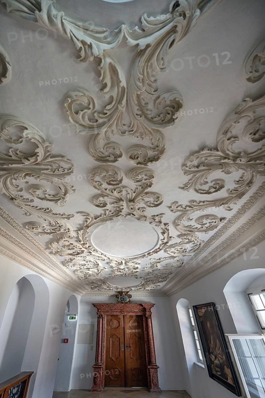 17th century stucco work, in the Dominican convent of Wettenhausen, 12th century, baroqueised in the 17th century, Wettenhausen, Kammeltal, Bavaria, Germany