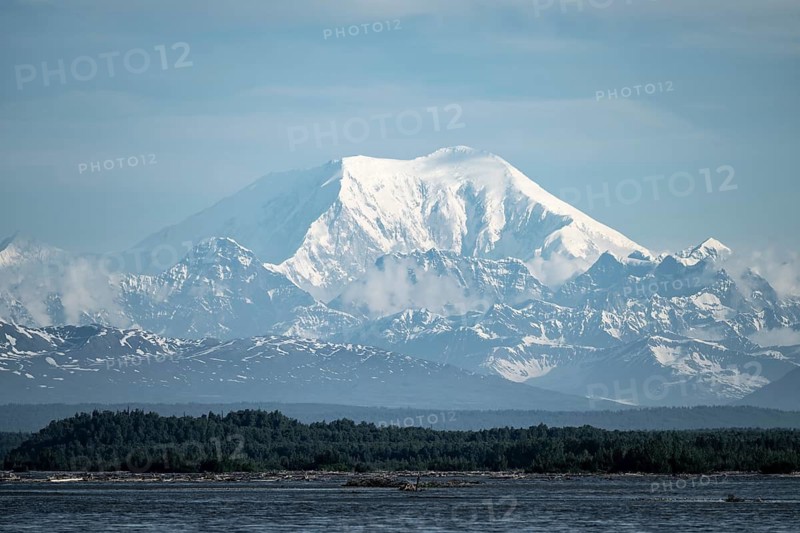 Mt Foraker, Talkeetna River off the Alaska Range, Denali National Park, Alaska, USA