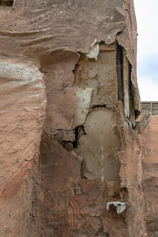 Decaying façade in the western village of Fort Bravo or Texas Hollywood, Almeria, Spain