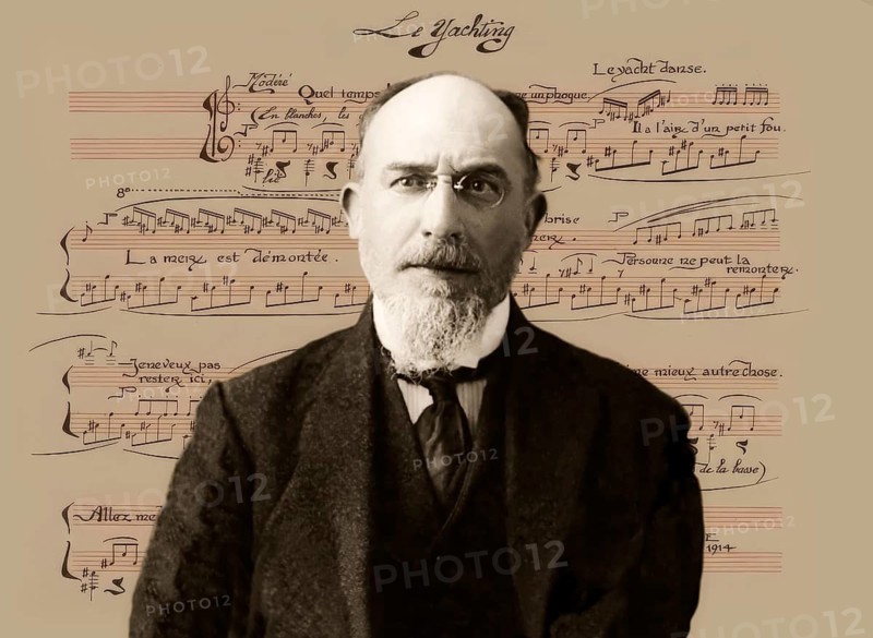 Erik Satie, 1866 – 1925, a French composer and pianist, sheet music from Sports & divertisements, Sports and Pastimes, Yachting, humoristic piano suite, 1914, an art and music project by Charles Martin and Erik Satie