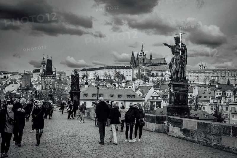 PRAGUE, CZECHIA - MARCH 25, 2023: historical Charles Bridge