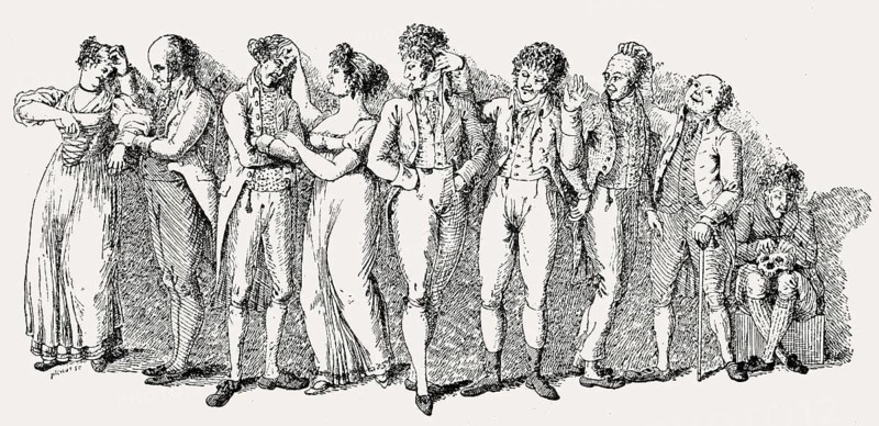 Caricature on Franz Josef Gall's study of phrenology, 18th century