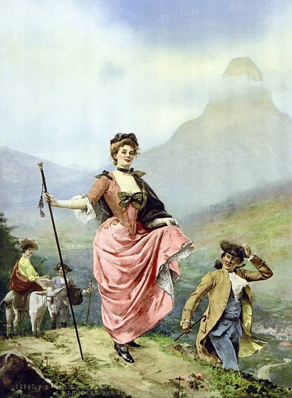 L'Alpinisme, by Hippolyte Lucas, Painting in the entrance to the Casino, Monaco, Monte Carlo, Riviera, c. 1895, Historic, digitally restored reproduction from a 19th century original, Record date not stated