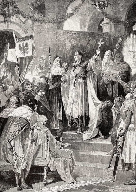 Coronation of Rudolf of Habsburg at Aachen Cathedral on 24 October 1273