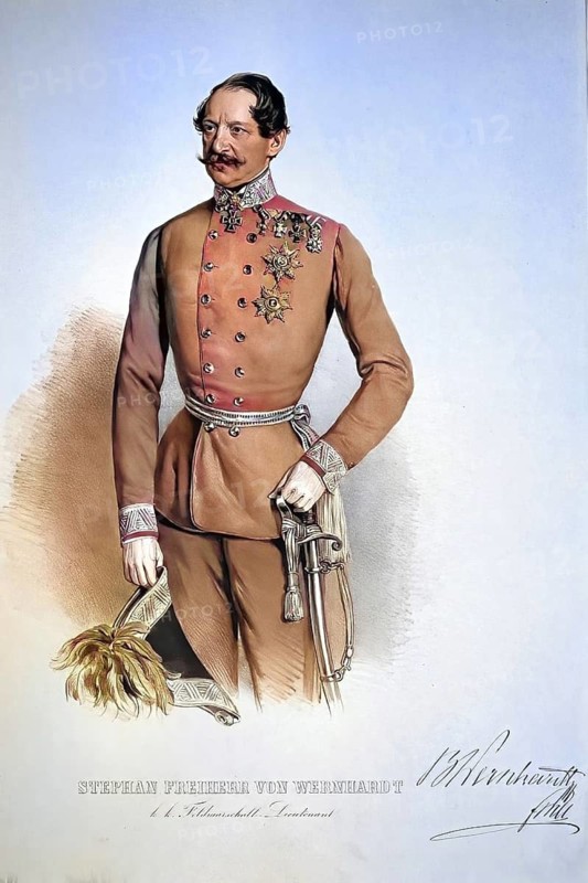 Stefan Freiherr von Wernhardt (1806-1869), k. k. Feldmarschallleutnant, in 1858, Historical, digitally restored reproduction from a 19th century original, Record date not stated