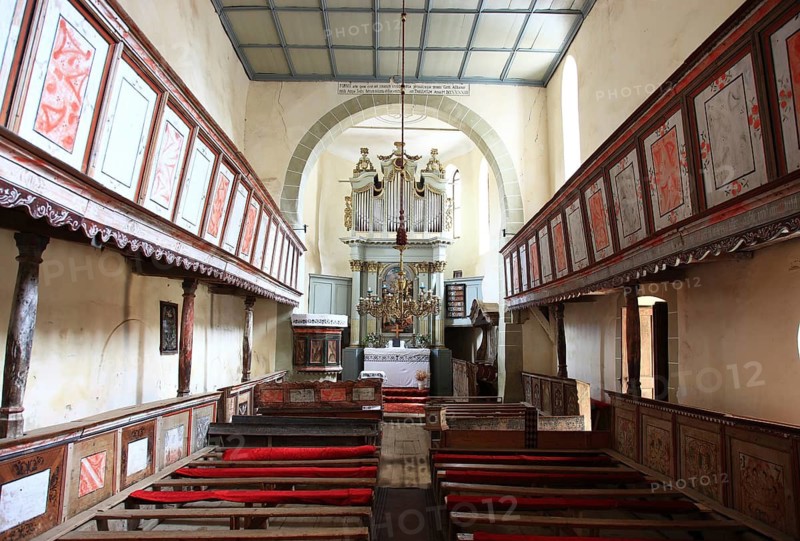 Romania, chancel of the Romanesque hall church of the fortified church of Viscri, German German Weisskirch a town in the district of Brasov, Transylvania, UNESCO World Heritage Site