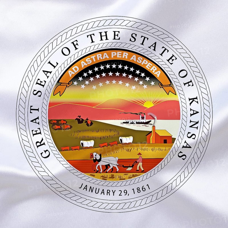 USA, The coat of arms of Kansas, state of the
