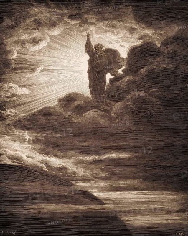 The Creation of Light, Old Testament, woodcut by Gustave Doré