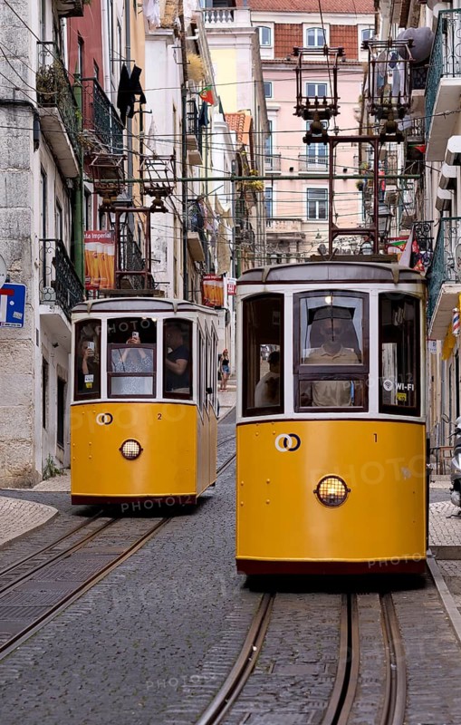 Funicular railway Elevador da Bica, R.S. Paulo, Lisbon, Portugal