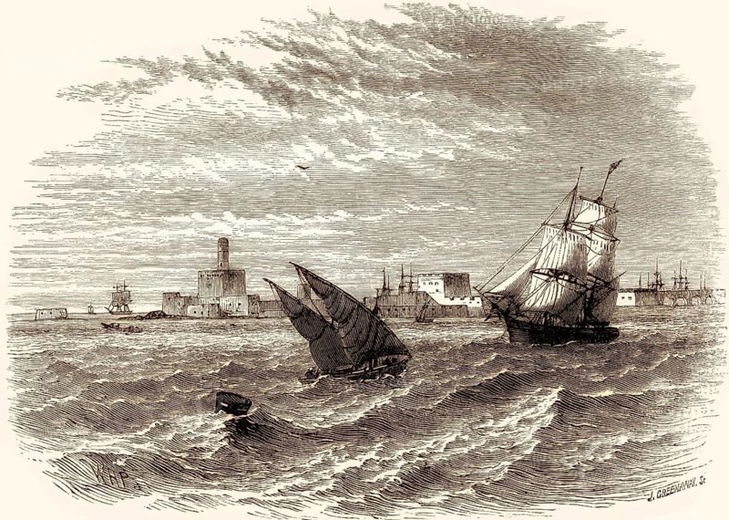 Historical view of Alexandria, 18th century, From British Battles on Land and Sea by James Grant