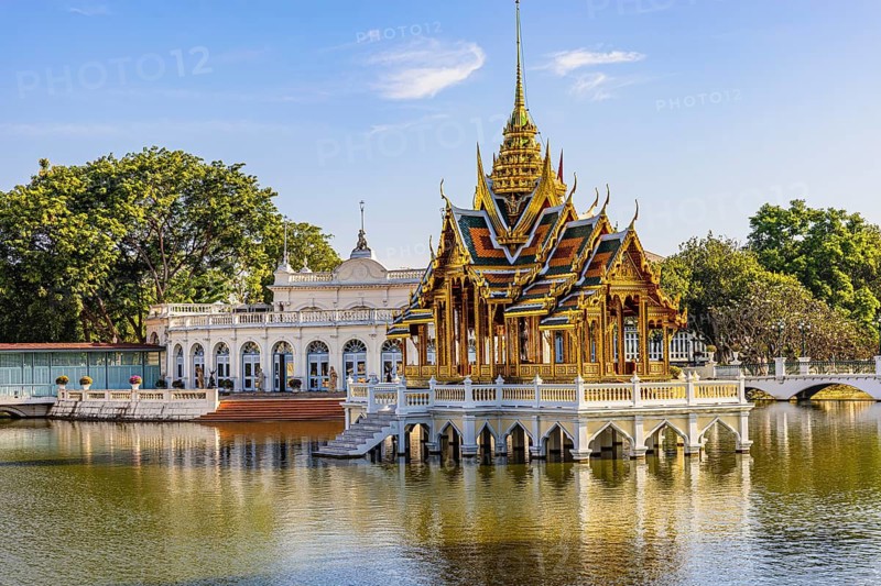 Open gilded pavilion, Buddhist temple complex, Thai King's Summer Palace, Bang Pa-In, near Ayutthaya, Thailand