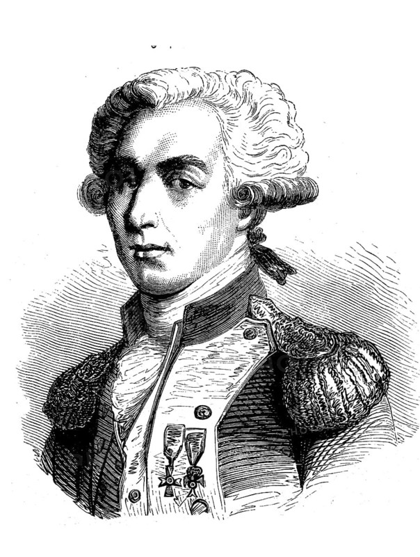 Marie-Joseph-Paul-Yves-Roch-Gilbert du Motier, Marquis de La Fayette or Lafayette, 6 September 1757, 20 May 1834, a French Général de division and politician, Historical, digital reproduction of a 19th century original