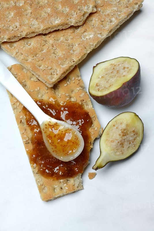 Fig jam on crispbread, Ficus carica