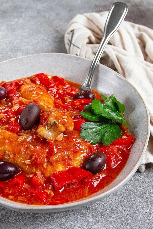 Pollo alla romana, Roman chicken, homemade, no people