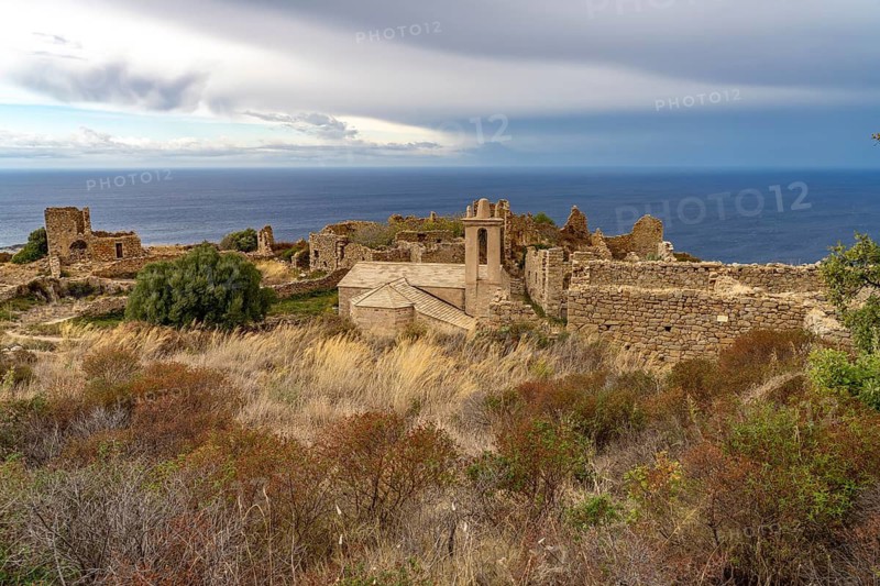 The ruins of the abandoned village of Occi near Lumio, Balagne, Corsica, France
