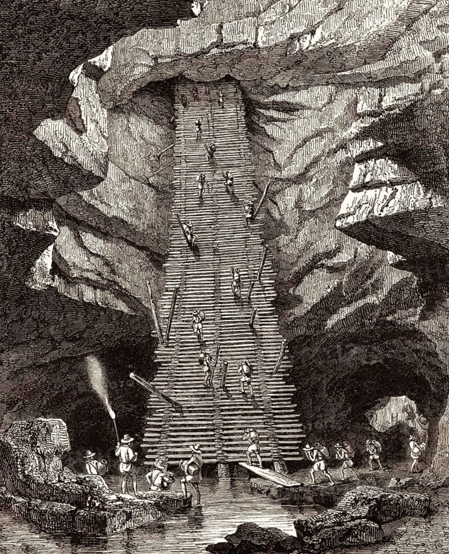 Zentrale Leiter in der Höhle, Bolonchen, Yucatan, Mexiko
