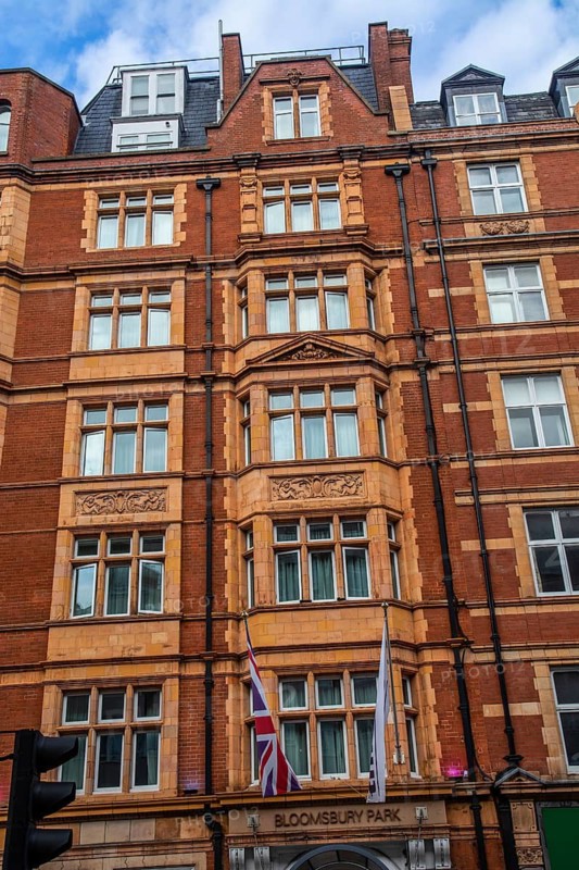The facade of Bloomsbury Park Hotel in Bloomsbury, Camden, West End, London, England, UK, Great Britain, United Kingdom