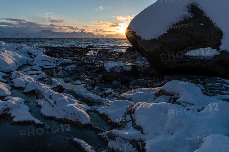 View from Söröya across the Norwegian Sea to Loppa, Finnmark, Norway, February 2019
