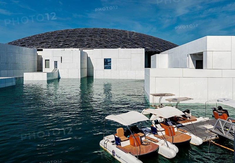 Louvre Abu Dhabi architecture, art museum by French architect Jean Nouvel, buildings on Saadiyat Island, Abu Dhabi, United Arab Emirates