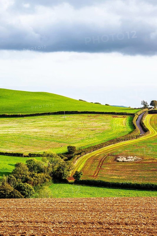 Colours of Devon Farms and Fields over Paignton and Berry Pomeroy, Totnes, England, United Kingdom