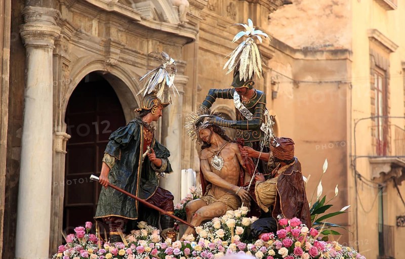 Sicily, Trapani, Good Friday mystery procession La Processione dei Misteri, during the procession with the mysteries through the old town