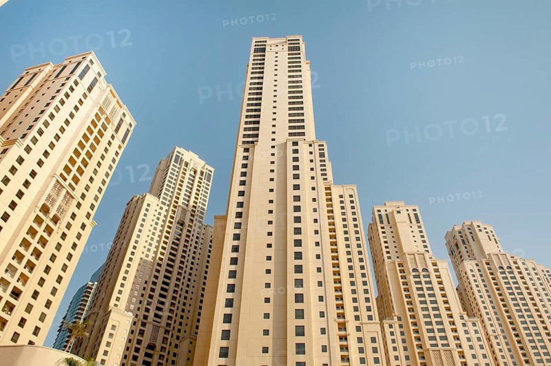 Dubai, United Arab Emirates. July 2nd 2019 Luxury beachside apartments and hotels at Jumeirah Beach, Dubai, UAE