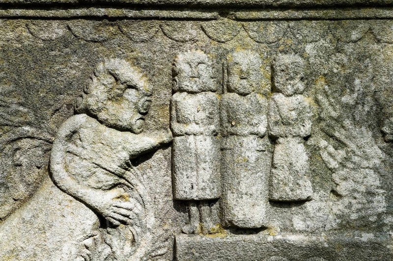 Details of an ancient tombstone, Former Protestant parish church of Abterode, Werra-Meissner district, Hesse, Germany
