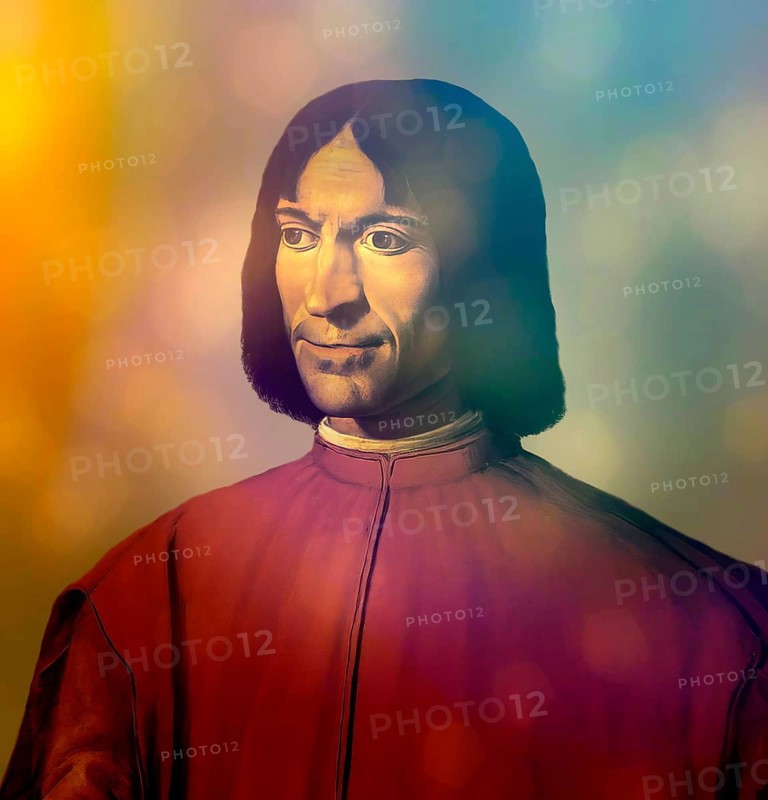Portrait of Lorenzo I de Medici, or Lorenzo the Magnificent, 1449, 1492, an Italian politician and town lord of Florence, digital edited according to a painting by Girolamo Macchietti