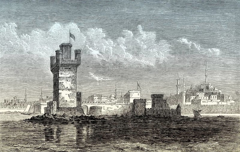 Naillac tower, Rhodes, Dodecanese island, Greece, 19th century