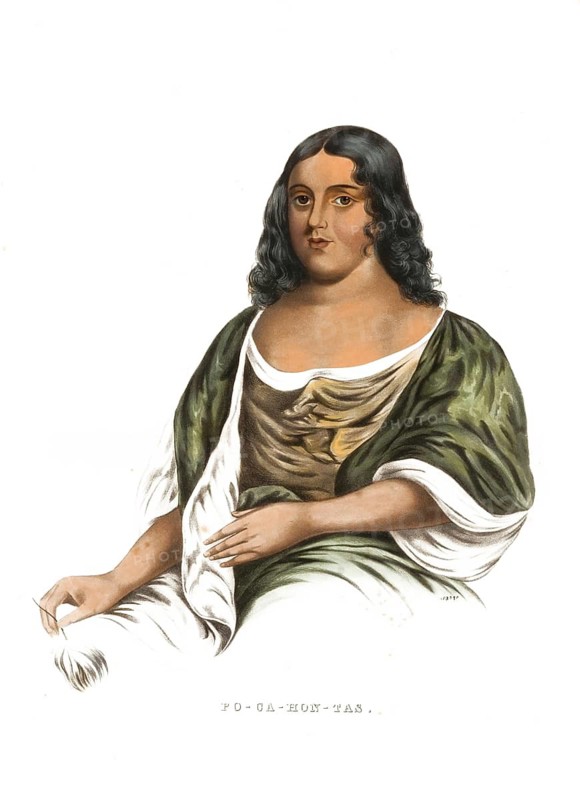 American Indian, Native American, Po-Ca-Hon-Tas, Pocahontas, became the favourite daughter of an Algonquin chief and mediator between the Virginia-Algonquin tribes and the English colonists, United States of America, USA, Painting by Charles Bird King (1785, 1862), c. 1840, Historic, digitally restored reproduction from a 19th century original, Record date not stated