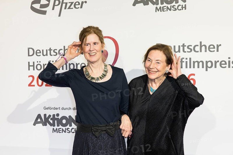 Eva Luise charburner with daughter Ulrike charburner in front of the German Audio Film Awards ceremony at the Colosseum cinema in Berlin on 24.03.2026