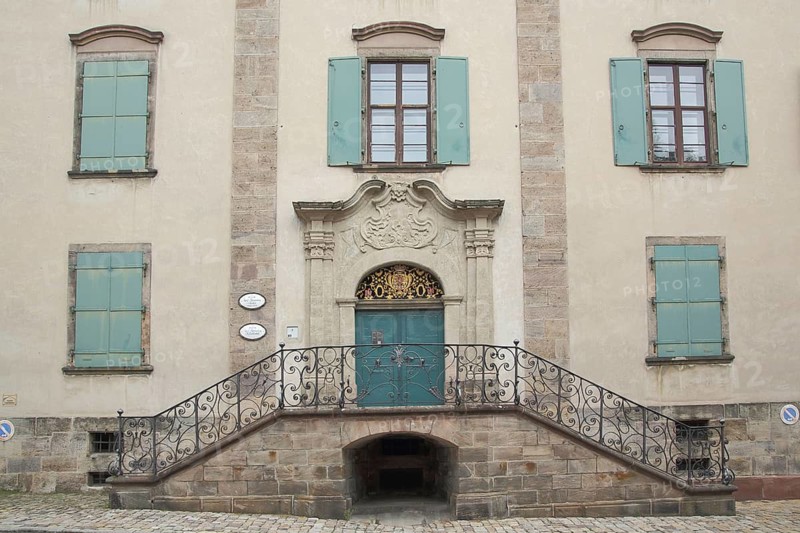 Building with staircase, Haldenstraße, Donaueschingen, Südschwarzwald, Black Forest, Baden-Württemberg, Germany