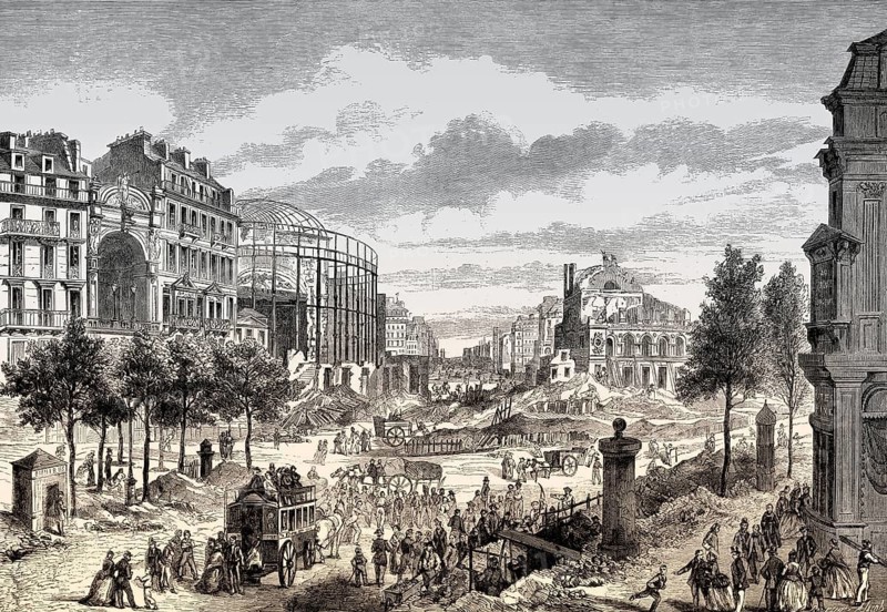 Road construction of the Boulevard du Prince-Eugène, demolition of the theaters, today Boulevard Voltaire, Paris, France, 1862